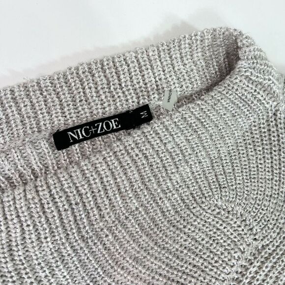 Nic+Zoe Sweater Womens Medium Gray tunic Circular Swirl  Pullover 3/4 sleeve - Picture 3 of 11